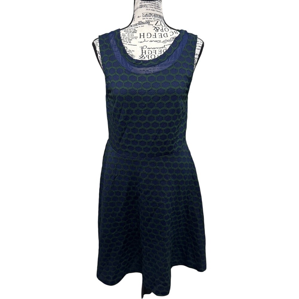 Pixley Navy and Black Patterned Midi Dress